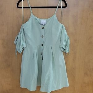 J.O.A. Shoulder Button-Up Dress
